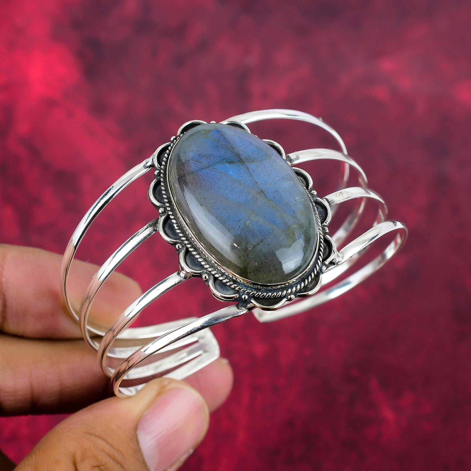 

Ювелирные изделия ручной работы из драгоценных камней лабрадорита, браслет из стерлингового серебра 925 пробы, уникальные дизайнерские украшения, для женщин Adjustable синий