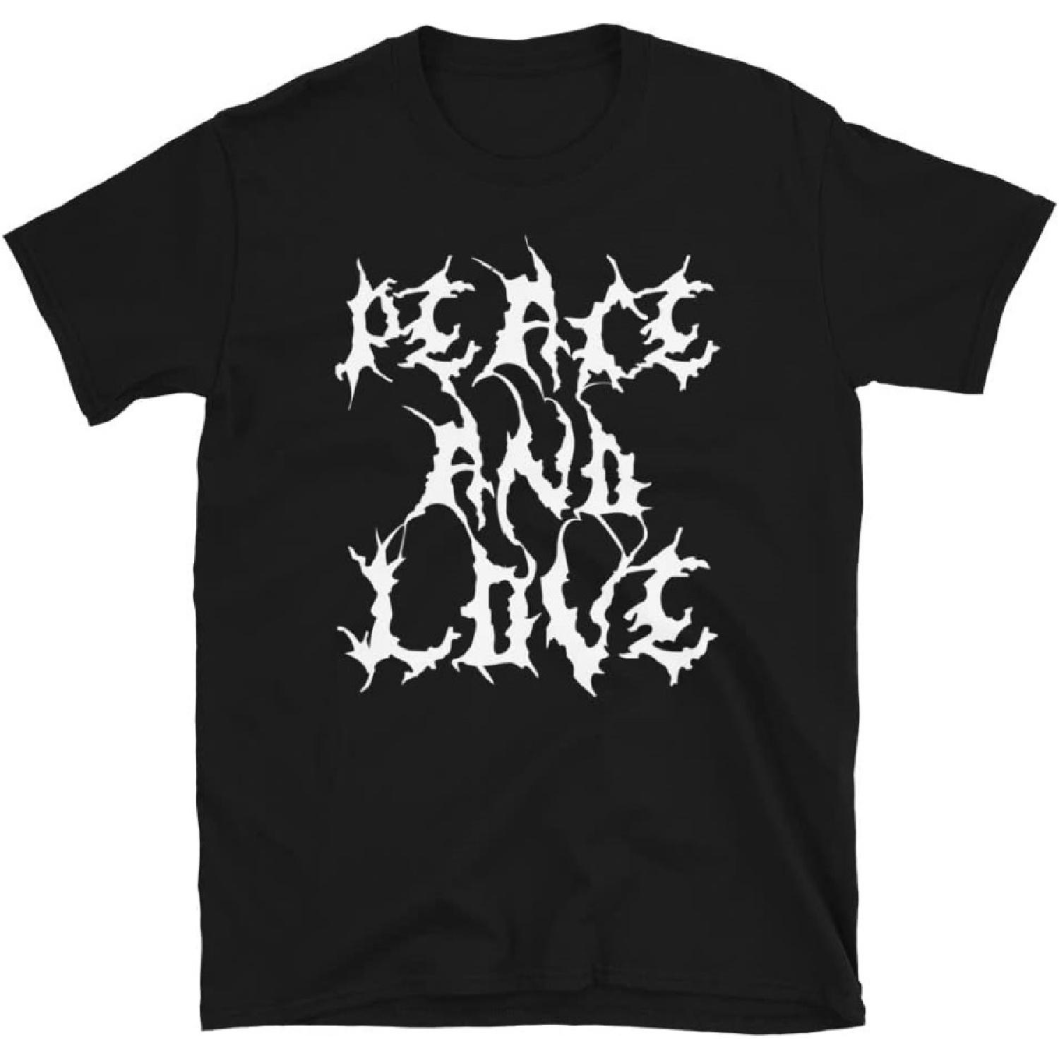 Peace and Love Funny Metalhead Death Metal T-Shirt S