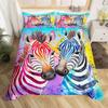 Vibrant Blue Zebra Print Duvet Cover Set Playful Stylish Bedding Suitable Children Kids And Adults Warm Soft And Breathable