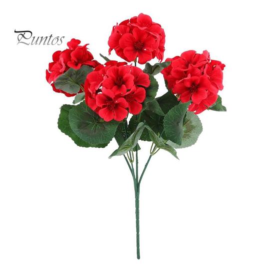 Long-lasting Decorative Flowers 1/6/12Pcs Artificial Geranium Flower with Green Leaves Realistic UV Resistant No Fading Fake Silk Indoor Outdoor