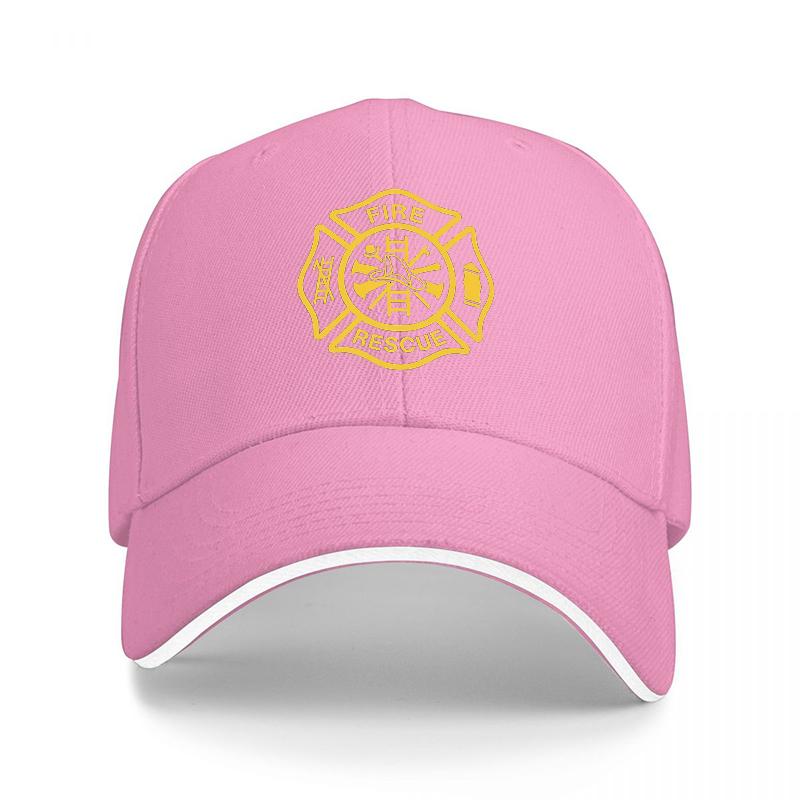 FIRE RESCUE EMERGENCY SERVICES BASEBALL CAP BLACK WITH GOLD EMBROIDERED MALtese CROSS DESIGN FOR FIRST RESPONDERS AND HEROES