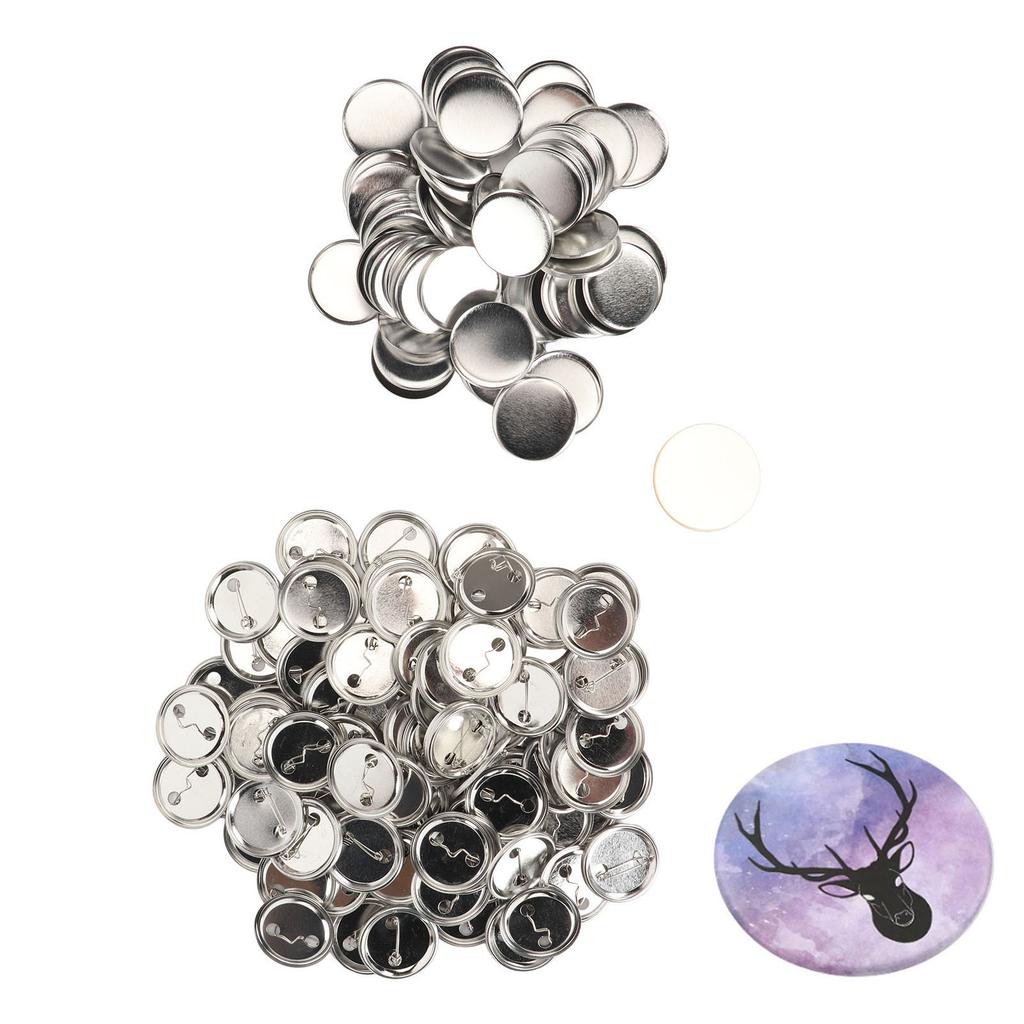 100 Set Pin Back Button Parts Button Maker Supplies Sturdy Metal Smoothing Round Shape 100 Sets Making Light  for Handicraft