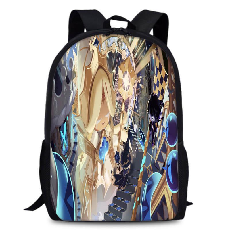 Cookie Kingdom Run School Backpack Oxford Fabric Curved Straps For Kids Unisex