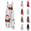 Tuta Stampata di Natale da Donna Casual Larga Vintage Cotone Lino Tuta per le Feste Uso Quotidiano