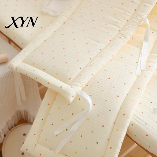 Breathable Cotton Crib Liner Bumper Pad for Newborns, Anti-collision Fixed Quilting Durable Bed Surround Liner, Easy Install Soft Protective