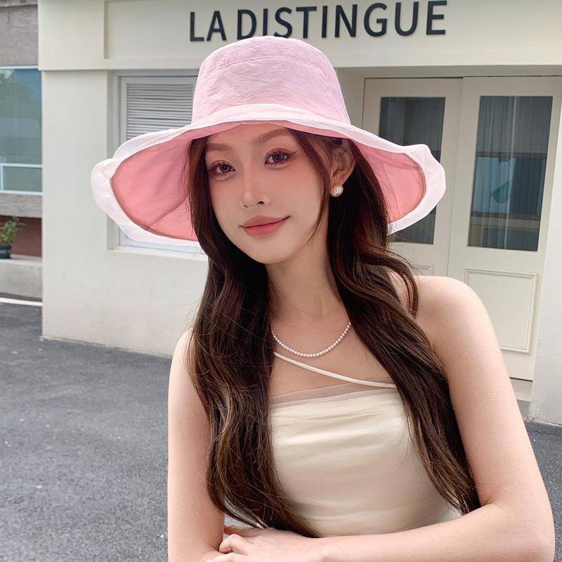 Summer new hat women's big edge sunshade bucket hat versatile outdoor sunscreen sun hat