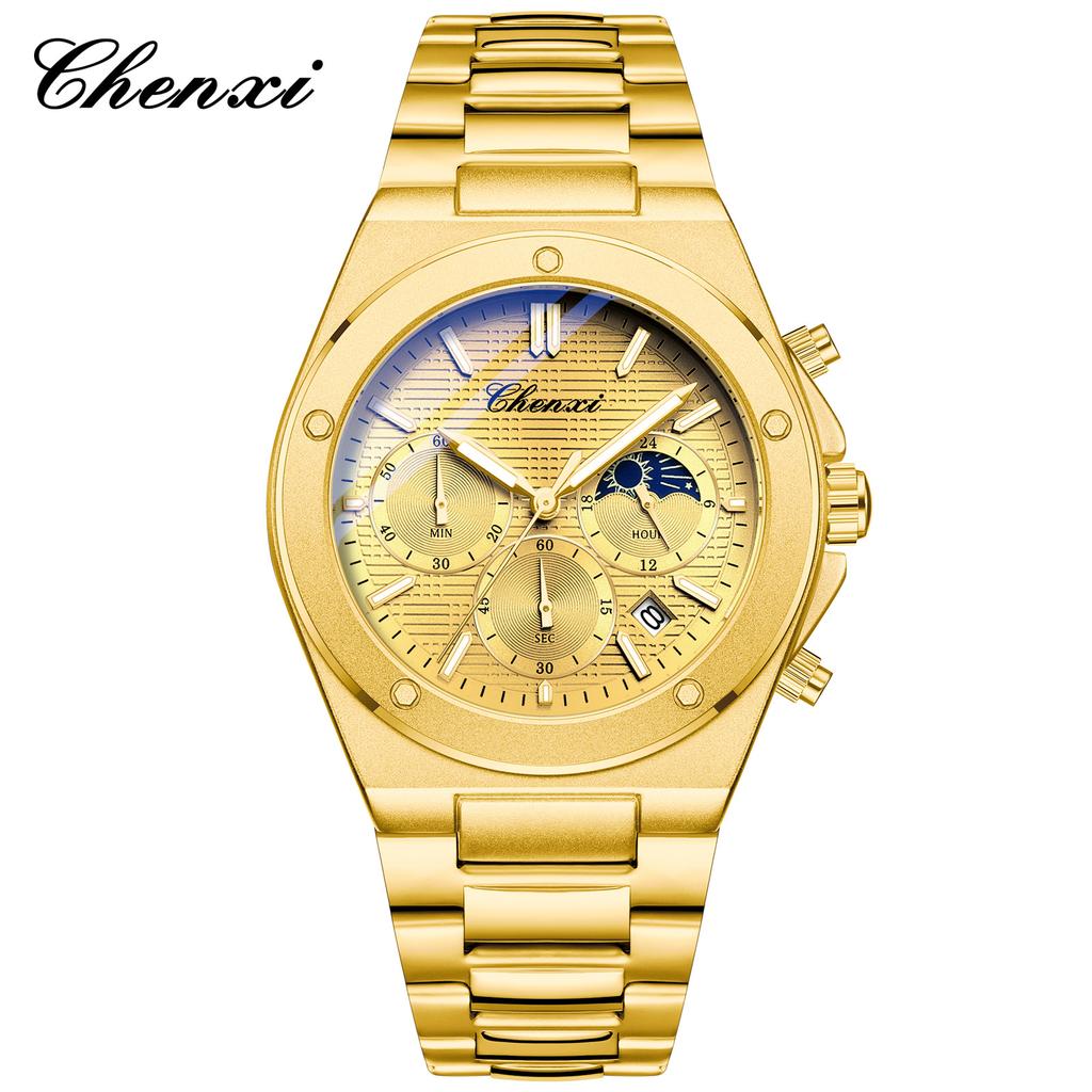 Men Multifunction Quartz Watch Luminous Waterproof Business Fashion Wristwatch