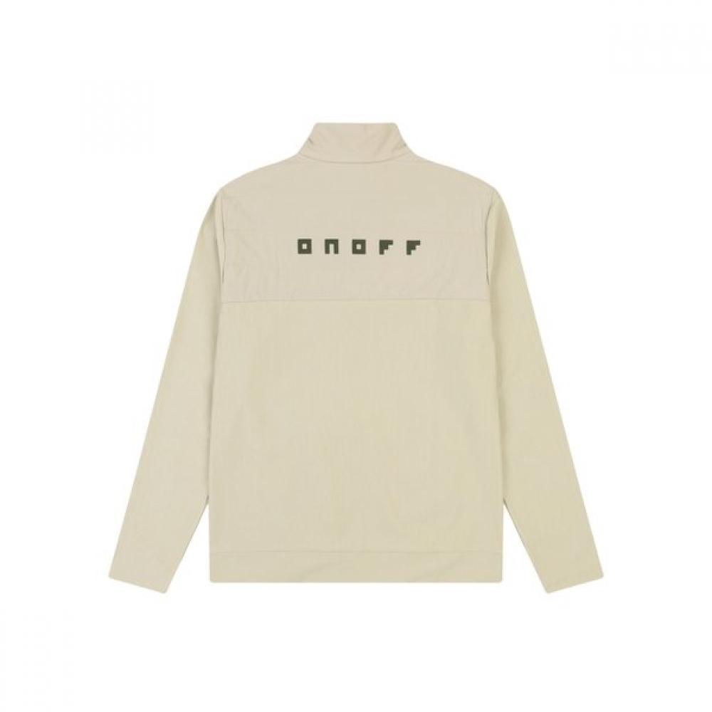 Onoff Men S Woven Color Block Half Zip Fleece T ShirT Of9103gb Beige