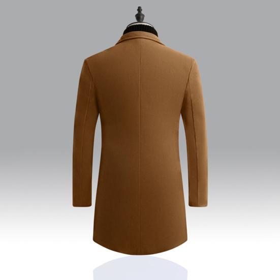 Autumn Men Trench Coat Solid Color Single Breasted Slim Fit Windproof Mid-length
