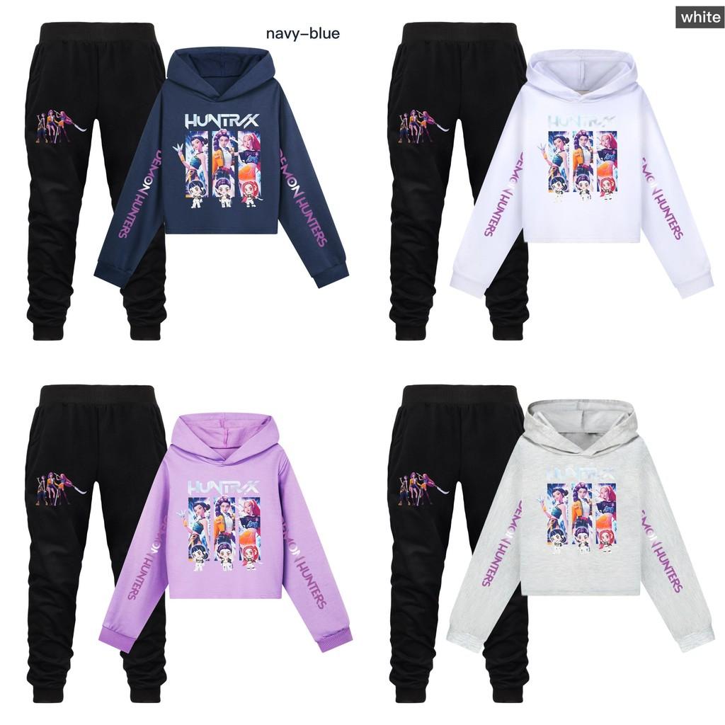 Kpop Demon Hunters Girls Cotton Casual Set With Long Sleeve Hoodie And Pants For Ages 110-170cm