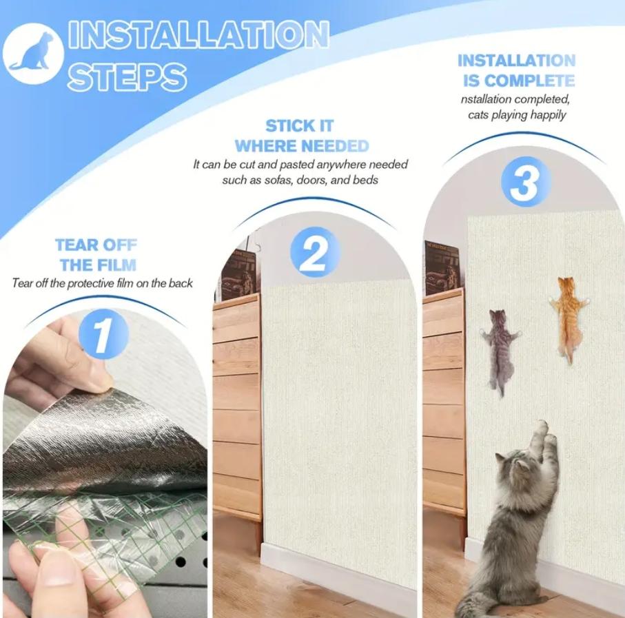 Sofa Protector Sticker: Self-adhesive Fabric Cats Scratch Pad, Cut To Size for Furniture & Walls.