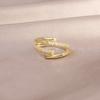 Korea Design Modeschmuck 14K Echtgold Plating Doppelkreuz Zirkon Ring Eleganter Damen Öffnung Einstellbar Ring