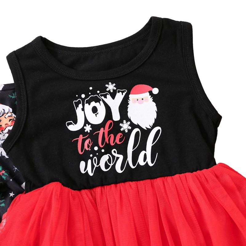 Kids Girls Christmas Costume Xmas Print Cloak and Sleeveless Mesh Dress