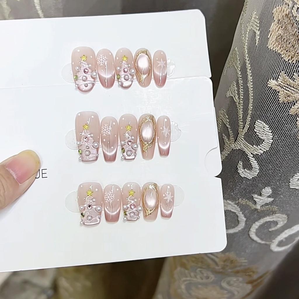 Armură Purtabilă Fototerapie Lucrată Manual Pur Crăciun Prima Zăpadă 2.0 Produs Finit Plasturi de Unghii Reutilizabili Pot Fi Îndepărtați