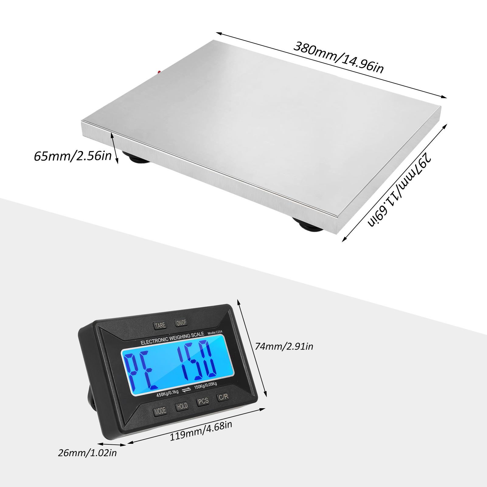 

Shipping Scale 450kgCelsius992lb Heavy Duty Postal Scale Stainless Steel with Wireless DisplaysCelsiusTareCelsius3 Units Digital Postage Scale for