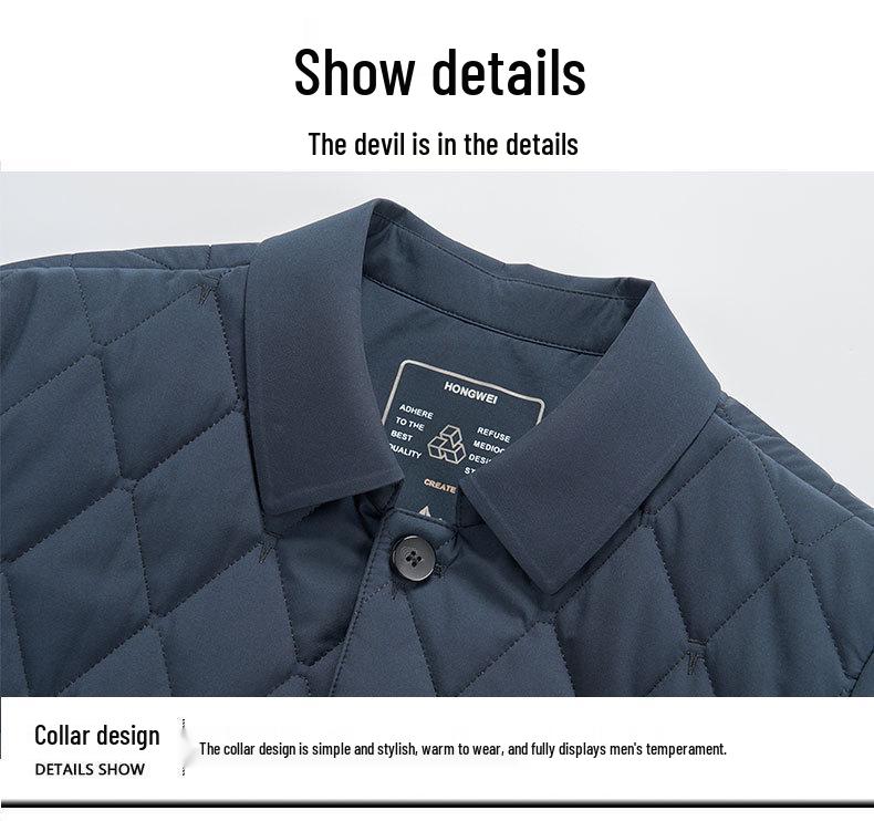 Men's Lightweight Cotton Jacket for Autumn/Winter - Mid-Aged Elderly Dad Lapel Style, Warm Business Casual Coat