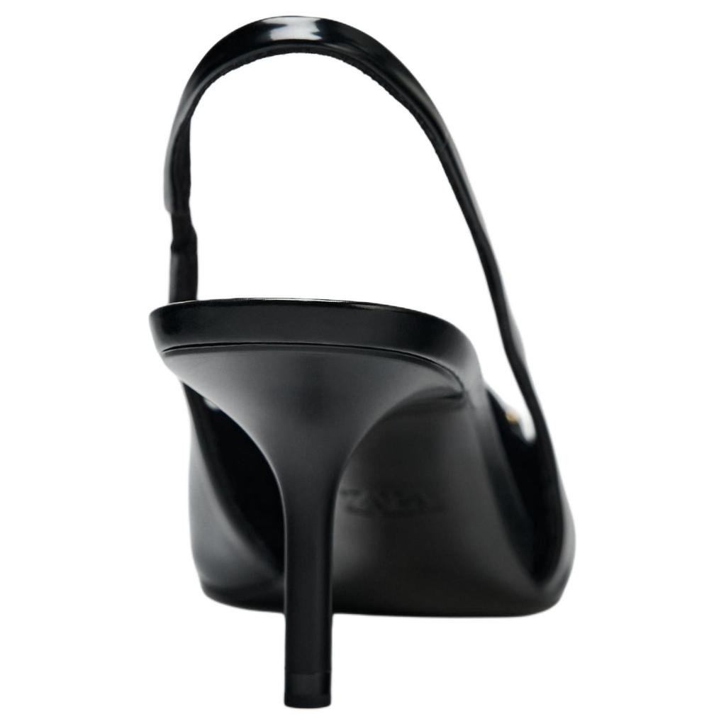 Zara Elegant Buckle Detail Pointed Toe Open Back Mules 7Cm Heels Women Heels Black 12218510-38