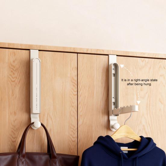 Over The Door Hanger Metal Folding Clothes Drying Rack for Laundry Bathroom Bedroom Dorm Space Saving Storage Hanger for Clothes Coats Towels