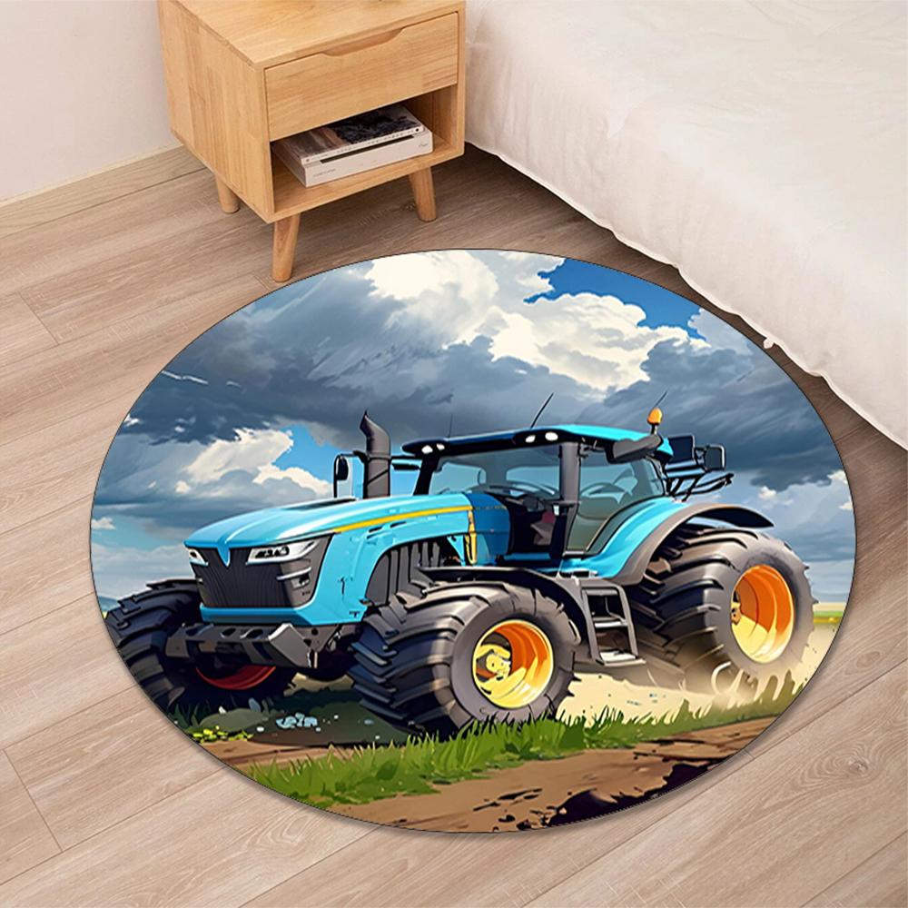 Truck Printed Round Rug Carpet Chair Rug Area Rug Entryway Doormats,for Office Chair Living Room Bedroom Kitchen Room.