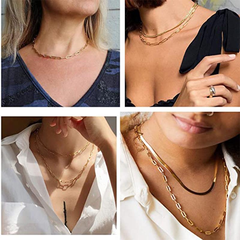 European American Style Minimalist Versatile Stainless Steel Paperclip Chain Necklace