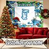 Custom Name Personalized Blue Smurfs Print Tapestry, Wall Art Decor, Bedroom, Dorm, Apartment, LivingRoom, Party Backdrop, Gift for Birthday