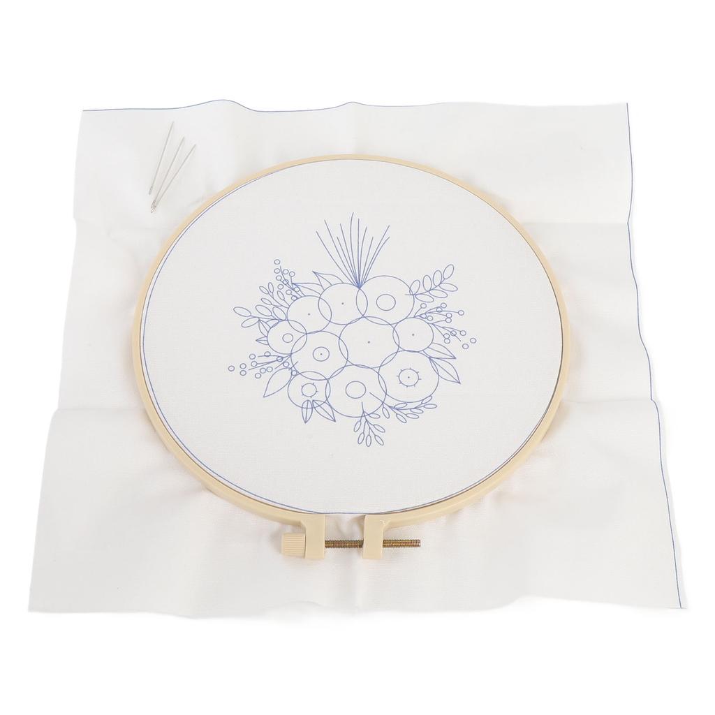 Kit de Începător pentru Broderie Florală Șurub Reglabil Cercuri de Broderie cu Model Imprimat și Instrumente de Înfilare f