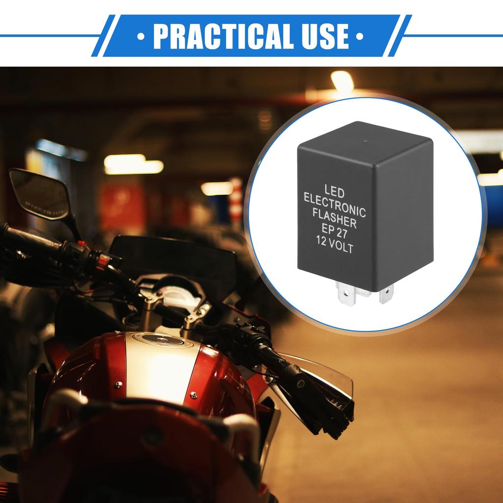 VekAuto Relay Electronic LED Flasher Relay Fix 5 Pin EP27 Turn Signal Flasher Universal Car Durable Plastic Black