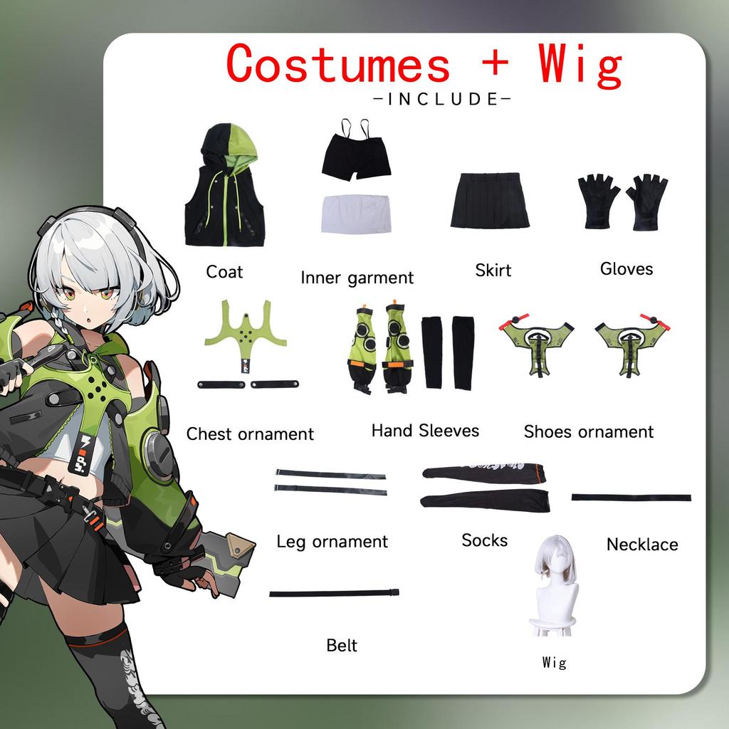 Anime Zenless Zone Zero Cosplay Kostüm Anby Demara Kostüm Halloween Anime ZZZ Outfit Mädchen Uniform Perücke Geburtstagsgeschenke Karneval Komplettset