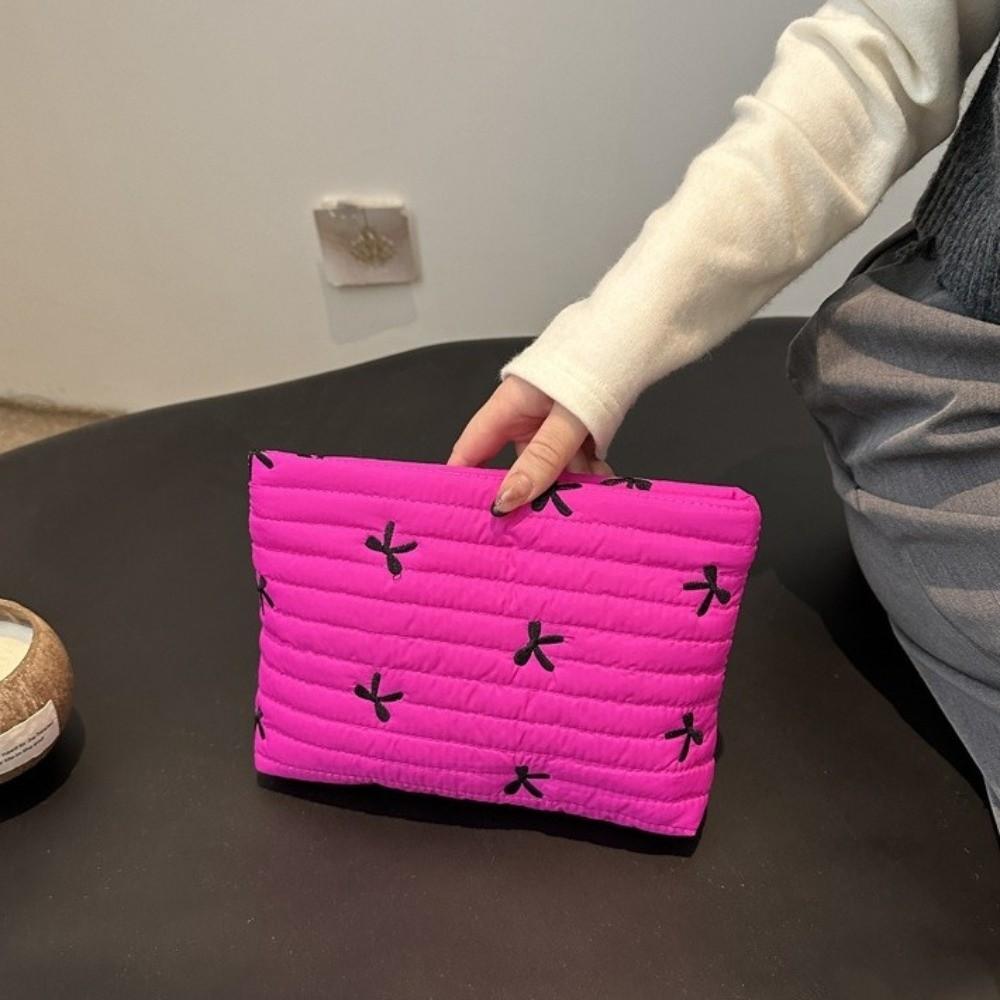 Multi-functional Bow Cosmetic Bag Embroidery Sanitary Napkin Storage Bag Sweet Toiletry Bag  Women