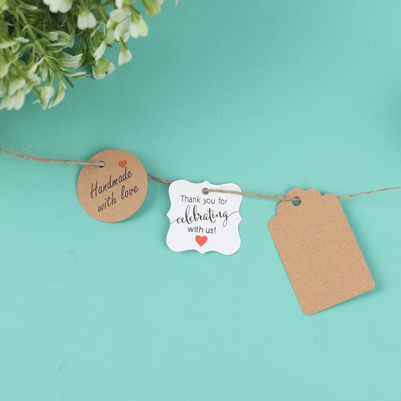 100 Stück/Los Blanko mit Schnur 20M Kraftpapier-Schnur Preisschilder Geschenkkarten