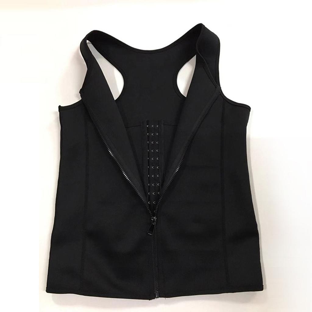 Men Sauna Vest Breathable Adjustable Zipper Closure Weight Loss Waist Training Tank Top for Daily Workout Black L
