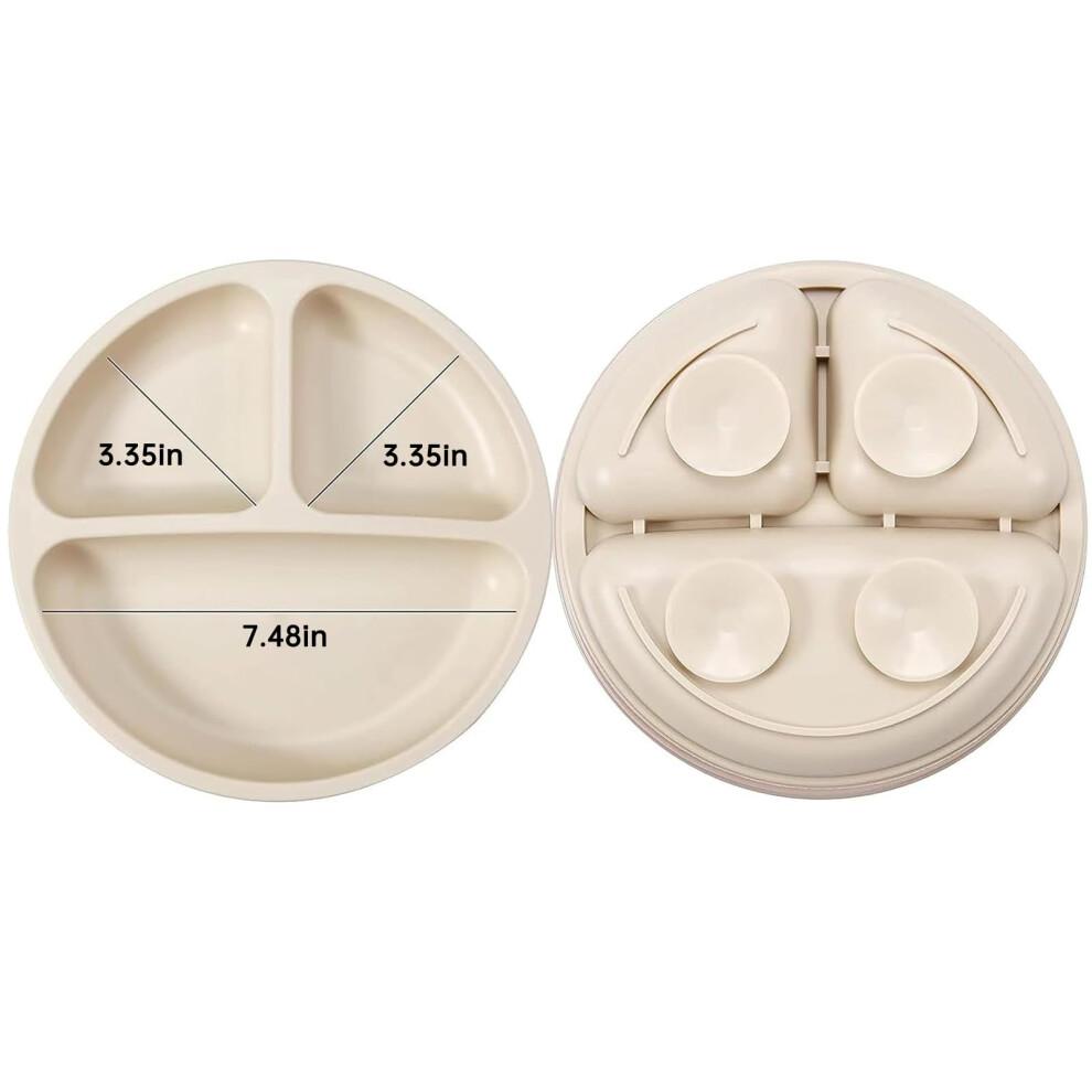 PandaEar Silikon Baby-Ess-Set | Baby-Beikost-Set | 2 geteilte Baby-Teller mit Saugnapf + 2 Baby-Saug-Schüsseln + 2 Trinklernbecher mit 2 Löffeln