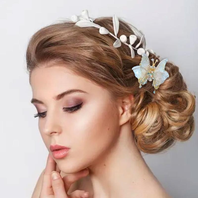 Flying Butterfly Hair Clip for Girls 3D Moving Wing Hairpins Rhinestones Barrettes Hair Styling Accessories for Women