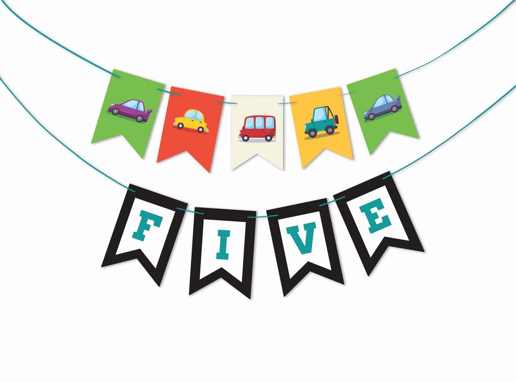 Inkdotpot Birthday Party Decorations Happy Birthday Party Garland Baby Boy Or Girl Car Gender Neutral Pennant Banner