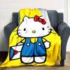 Hello Kitty'S Yellow Adventure Flannel Blanket Super Soft Warm Cozy Blanket For Sofa Bed Office Travel Allseason Home Decor Gift