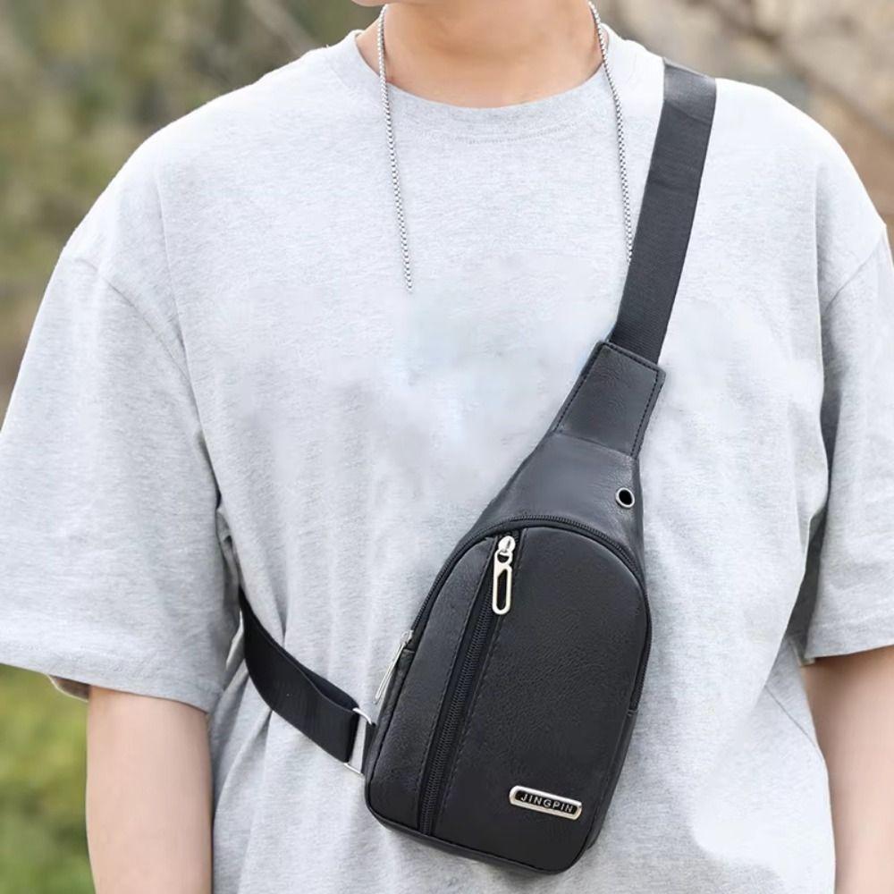 

PU Leather Shoulder Crossbody Bag Large Capacity Sports Waist Bag Simple Men s Chest Bag Outdoor жовтий