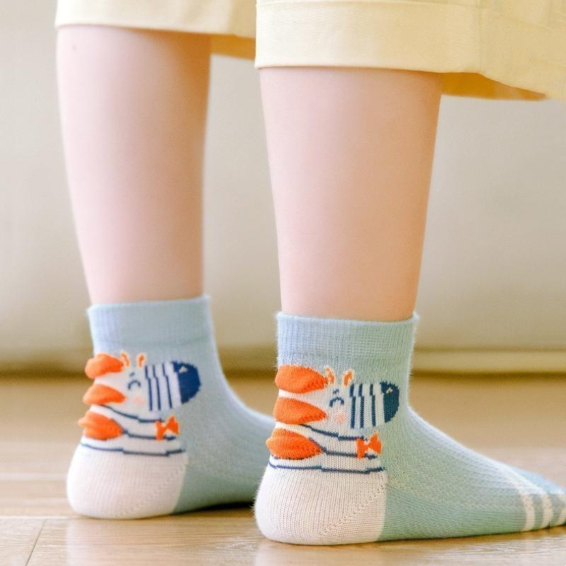 Children's Baby Socks Cotton Cute Print Fashion Boys Girls Comfortable Thin Breathable Cartoon Mesh Socks Summer