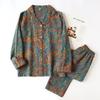 Vintage Women's Pajamas Cotton Long Sleeve Pants Sleepwear Lapel Cardigan Home Clothes Soft Casual Set Woman 2 Pieces