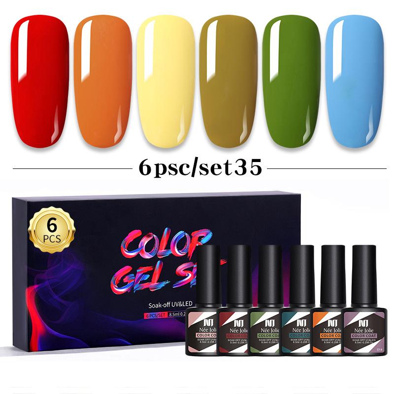 Nail Polish Glue Set 8Ml 6 Bottles Boxed Nail Art Barbie Glue Japanese Nail Color Glue Phototherapy Glue