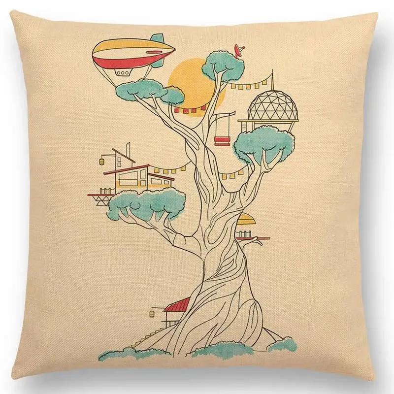 

Latest Colorful Fun Cartoon Magical Imagination Interesting Animals Monsters Trees Kids ELK Cushion Cover Sofa Throw Pillow Case 66x66cm золотистый