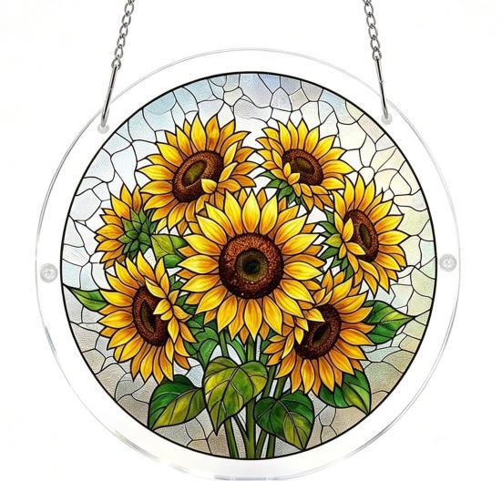Stained Glass Style Puzzle Suncatcher, DIY Acrylic Jigsaw Puzzle for Adult, Colorful Window Hanging Ornaments for Home Garden Decor