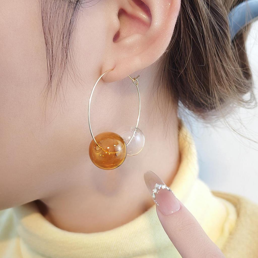 Harajuku Styl Barevné Skleněné Koule Náušnice | Podzim/Zima Lehký Luxus Roztomilé Náušnice