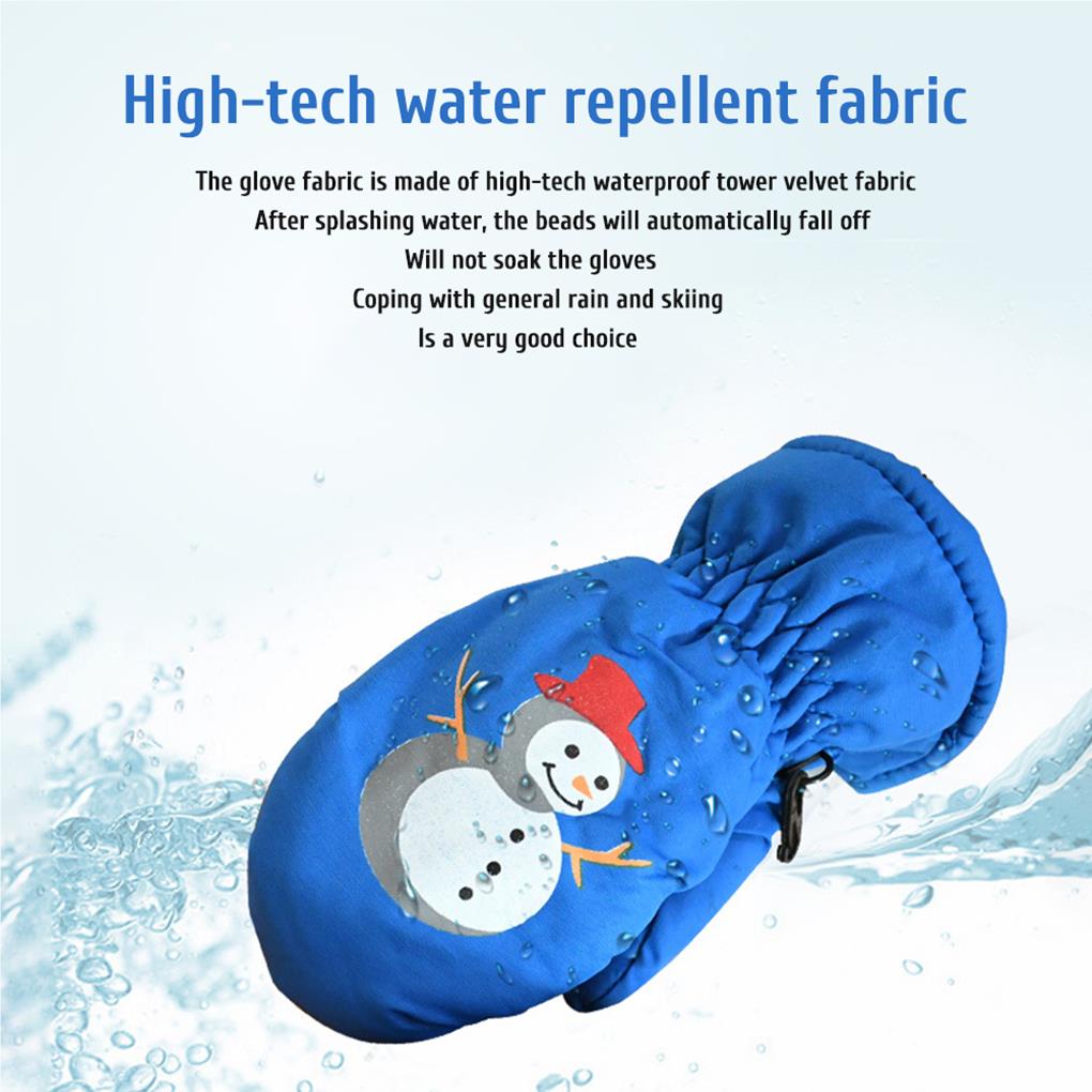 Kids Ski Gloves Warm Children Full-Fingers Non-slide Winter Mittens Cartoon Waterproof Hand Warmer Outdoor Riding Girls