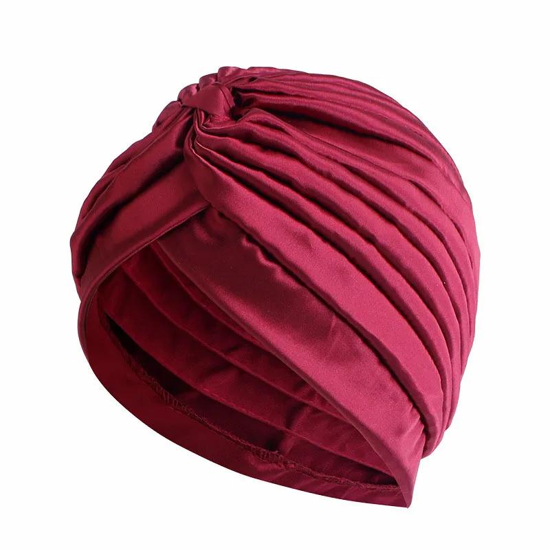 Indian Turban Muslim Women Hijab Floral Printed Hat Cancer Chemo Cap Islamic Hair Loss Cover Beanie Bonnet Head Scarf Pleated