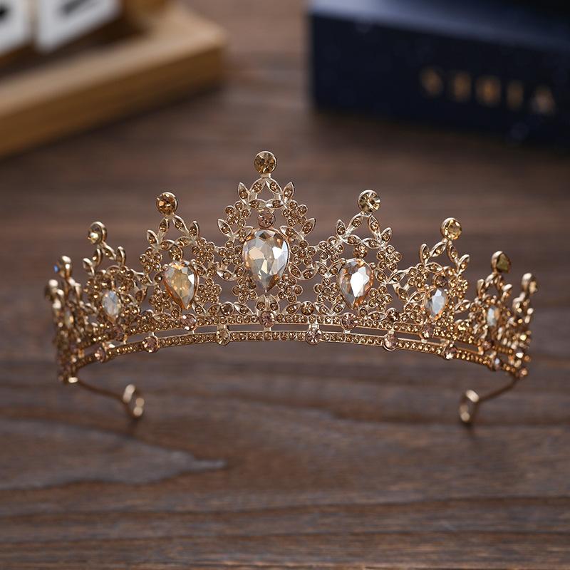Bridal Crown Colored Rhinestone Headband Baroque Alloy Crown Wedding Dress Accessories Hair Accessories