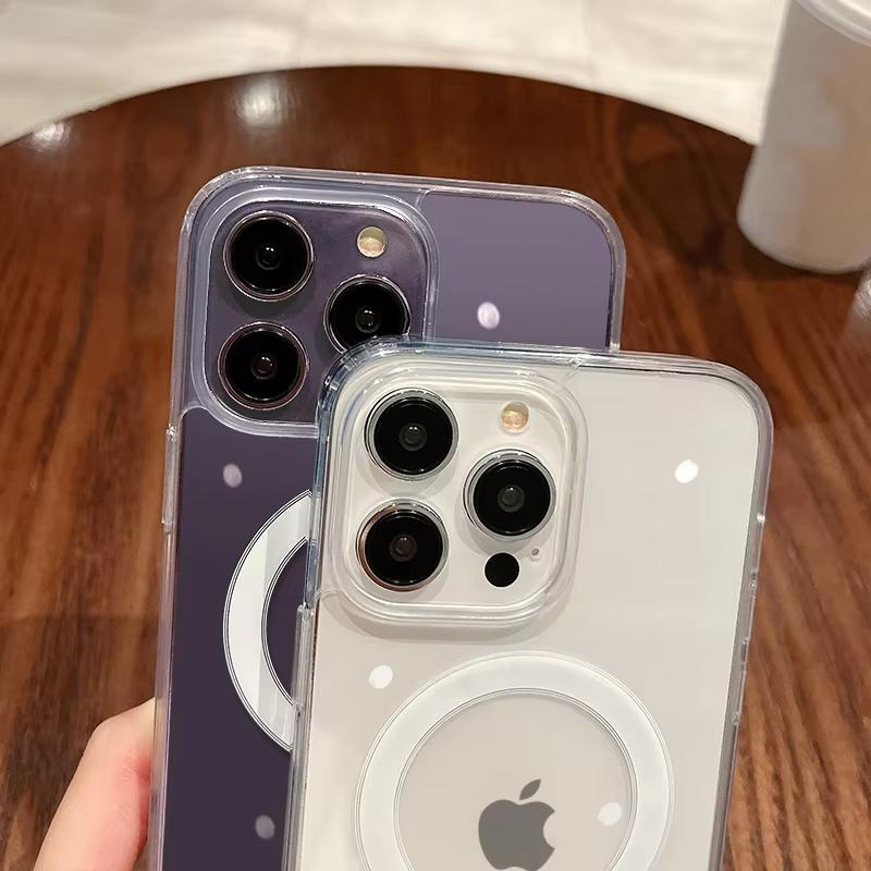 Crystal Transparent For Magsafe Magnetic Wireless Charge Case For iPhone 16 15 14 13 12 11 Pro Max Fundas Hard Acryli Back Cover