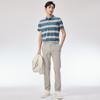 Father's Outfit Men's Short Sleeved Polo Shirt Striped Lapel T-shirt with Mulberry Silk