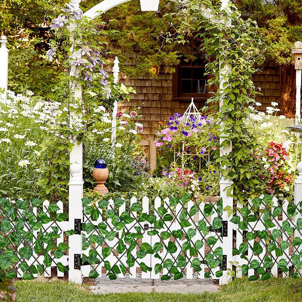Ivy Vine Wooden Fence Panel - Artificial Plant Courtyard Screening Decoration