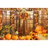 Autumn Forest Window Photography Backdrop Fall Maple Leaves Pumpkin Harvest Thanksgiving Kids Portrait Photo Background Decor