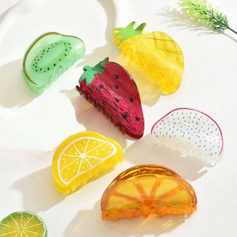 

Summer Fruit Hair Clips: Watermelon & Strawberry Acrylic Claw for Updo Hairstyles Lemon